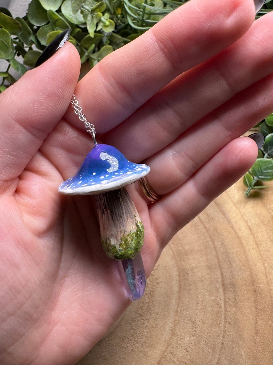 Whimsical Crystal Mushroom Necklace