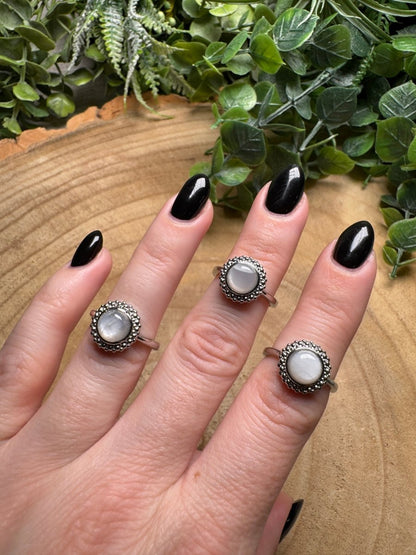 White Moonstone Ring Adjustable
