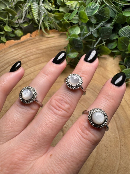 White Moonstone Ring Adjustable